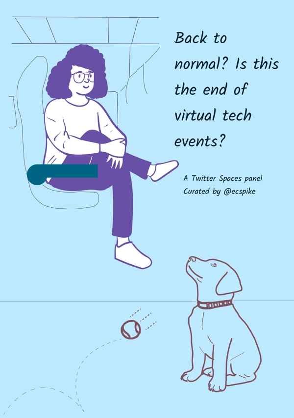 Sketchnote cover image depicting woman on airplane and at home with a dog wanting her to play