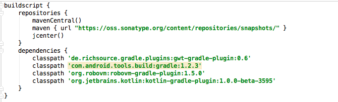 image of gradle buildscript