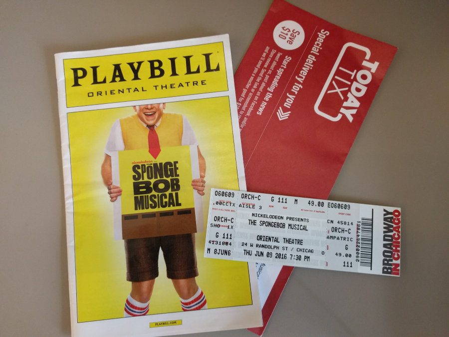 The Spongebob Musical Playbill and Ticket